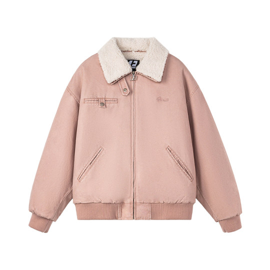 FORNINES detachable lamb fur lapel cotton coat