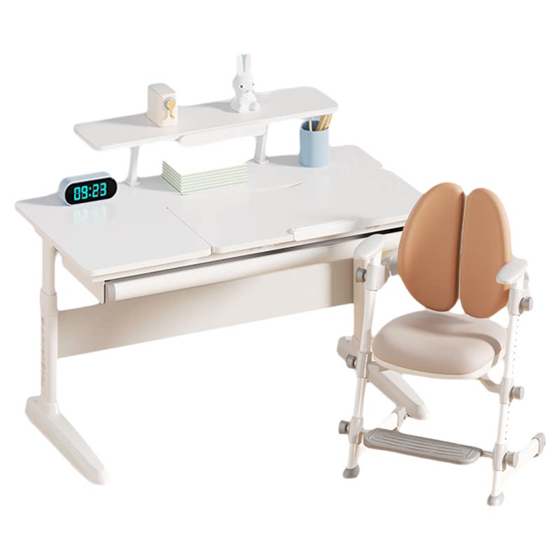 Child care children's study table large white table solid wood desk cover
