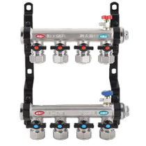 All-copper floor heating and floor heating water distributor 4 points a complete set of drain valves large flow inlet and return water ball valves pressure gauge thickening