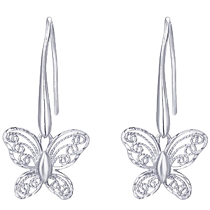 Chow Sang Sang Pt950 platinum LACE lace butterfly earrings white gold earrings ins style 85860E