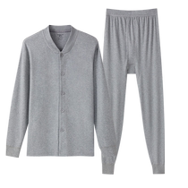Three-gun thermal suit for men and women pure cotton soft and breathable cardigan underwear skin-friendly base suit for middle-aged and elderly people