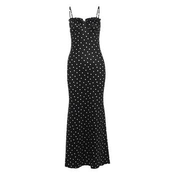 Street Style Hot Girl Polka Dot Print Slim-Fit Dress Casual Fashion Versatile Vacation Style Backless Hip Skirt