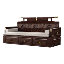 Guidian new Chinese solid wood Arhat bed modern living room small apartment purple gold sandalwood sliding sofa bed for winter and summer use
