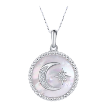 Laomiao gold diamond inlaid necklace star and moon necklace S925 silver inlaid gift official flagship couple