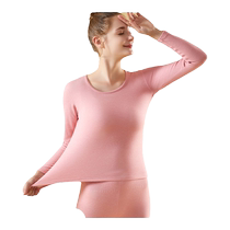 Catman middle-aged and elderly thermal underwear set for women wool and silk autumn clothes and trousers for the elderly womens round neck