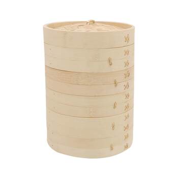 Household Bamboo Steamer 16cm Bun Steamer Basket Commercial 20cm Seafood Steamer Small Steamed Bun Bamboo Basket Restaurant Barbecue