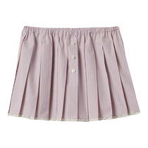 Miu Miu Womens Lace Striped Cotton Mini Skirt Pleated Skirt