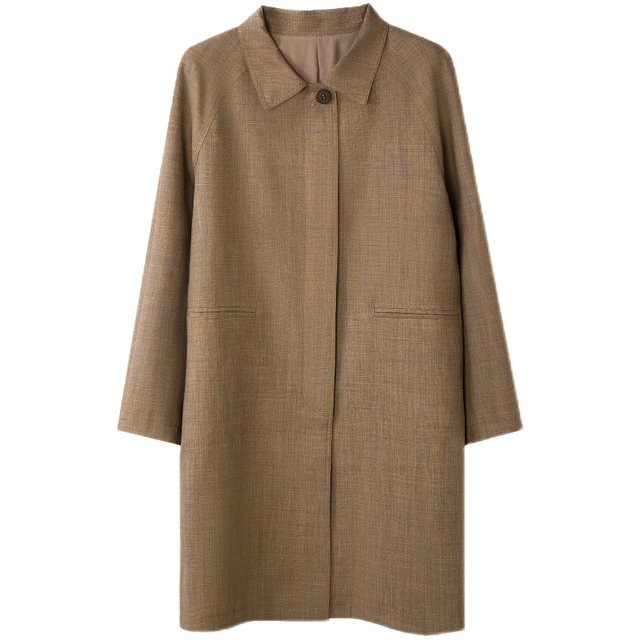 Lin Qiaozhi long-sleeved lapel mid-length simple windbreaker