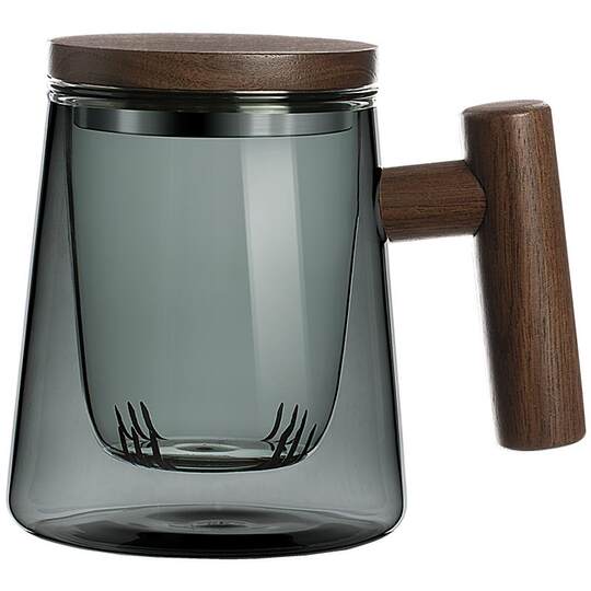 木笙玩物玻璃茶杯茶水分离杯子男士水杯办公室泡茶杯高级感茶道杯