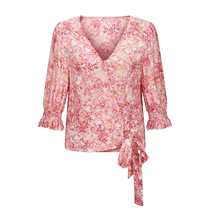 The same style as the shopping mall Disennis 2024 new summer style commuting style elegant five-quarter sleeve floral chiffon shirt for women