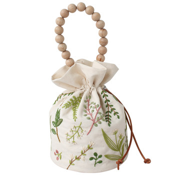 Handmade diy small fresh plant flowers embroidery fabric bucket bag material bag storage bag gift for best friend