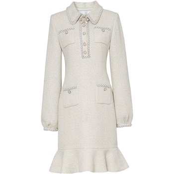 Ruffled beaded webbing light luxury tweed