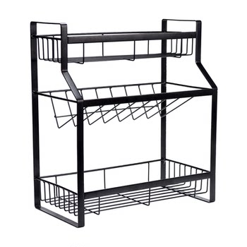 Three-layer floor-standing seasoning rack carbon steel carbon steel seasoning rack