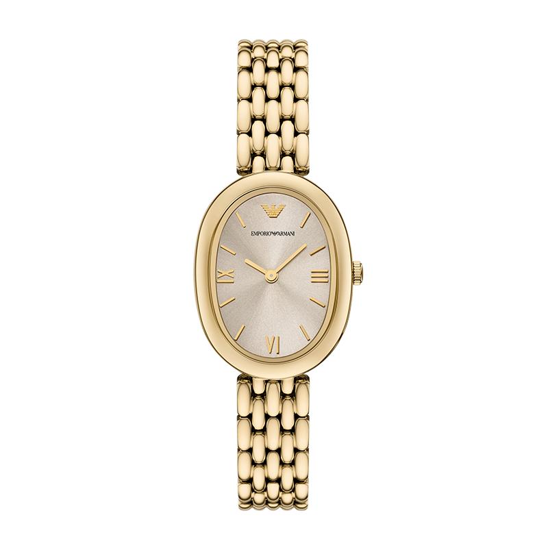 Armani Armani watch women's white moonlight champagne gold fashion oval small gold watch AR11707