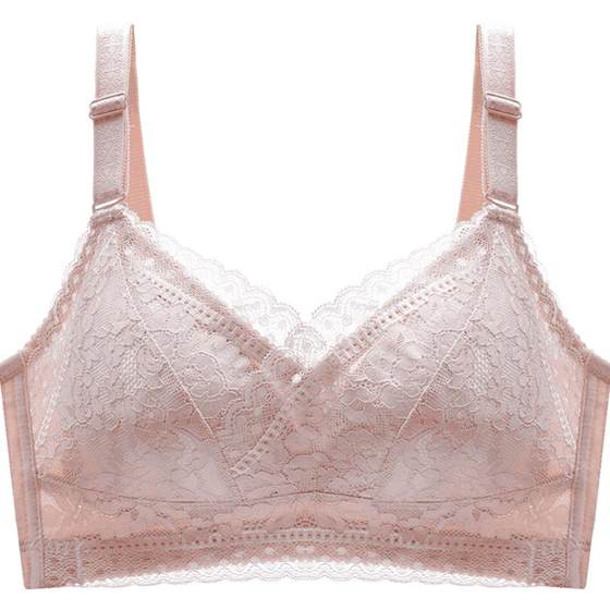 Underwear women's summer thin bras no steel ring large size large breasts showing small clustering and incomplete collateral milk sagging