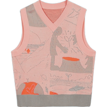 pomme fluffy horse sweater vest vest pullover V-neck cotton comic style spring clothing for boys and girls Jiangnan cloth children