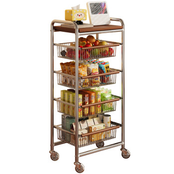 Movable medieval style small cart home living room side table