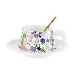 Bincoo iris ceramic coffee cup and saucer set high-value women's mug household high-end afternoon tea set