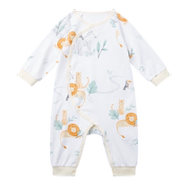 Cotton era spring and summer baby jumpsuit knitted pure cotton antibacterial childrens baby crawling suit hafu