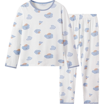 British Modal Childrens Pajamas Boys Home Clothes Set Boys Big Childrens Split Long Sleeve 2024 Spring New Style