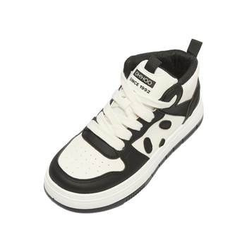 Sanfu high-top sneakers ເກີບແມ່ຍິງຄົນອັບເດດ: ໃຫມ່ panda ສີດໍາແລະສີຂາວເກີບເກີບເຂົ້າຈີ່ຫນາ soled ຕະຫຼອດ 824775