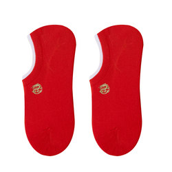 The fate of the year of the red socks of the men's spring season pure cotton odor -proof socks invisible men's shallow mouth summer dragons big red boat socks