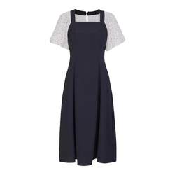 Wandian black spliced ​​short-sleeved dress summer new French Hepburn style little black dress square neck 1232N30RJ3