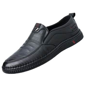 Men's leather shoes, business casual shoes, genuine leather and velvet men's shoes