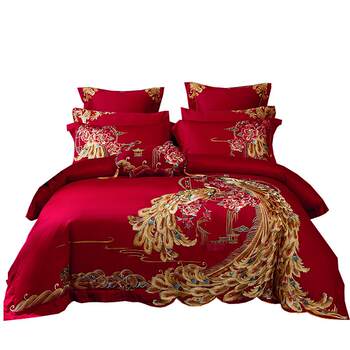 High-end 120-piece xinjiang cotton embroidery wedding four-piece set