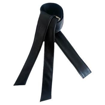 Versatile soft genuine leather first-layer sheep belt for women with bow decoration fur coat coat soft leather wide belt