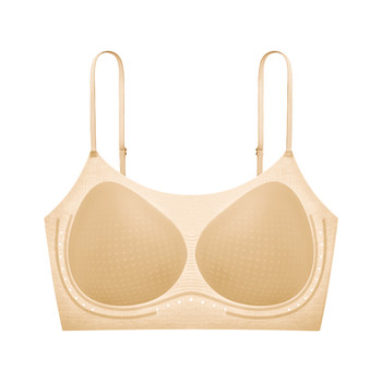 Herbal primary color underwear women's liquid foundation invisible skin color spaghetti straps small chest push-up bra