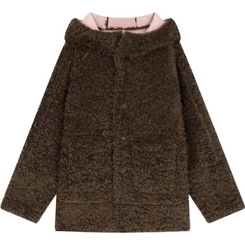 Fairy's Pocket [Reversible] Pink Suede Plush Patchwork Cotton Coat for Women 25 Winter Mid-Length Padded Jacket