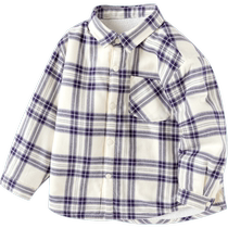 Balabala childrens clothing boys long-sleeved shirts plaid childrens autumn and winter childrens baby style tops