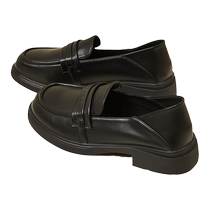 Zhuoshini black flat leather shoes for women 2024 new spring non-tiring French slip-on shallow shoes