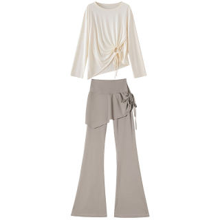 Loose yoga cover-up dance bootcut pants two-piece set