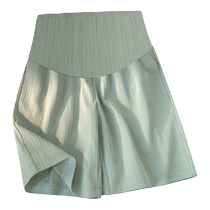 Extra large size maternity pants shorts 200 pounds summer thin outer wear belly support ice silk elastic loose wide leg five-point pants
