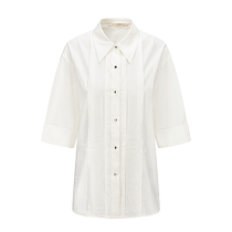 Disennis 2024 spring new temperament commuter style pure cotton shirt three-quarter sleeve white chiffon shirt top for women