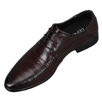 Wooden heel thick sole business casual leather shoes versatile