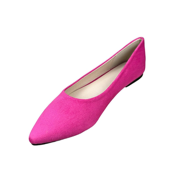 Suede pointed toe shallow rose red flat shoes