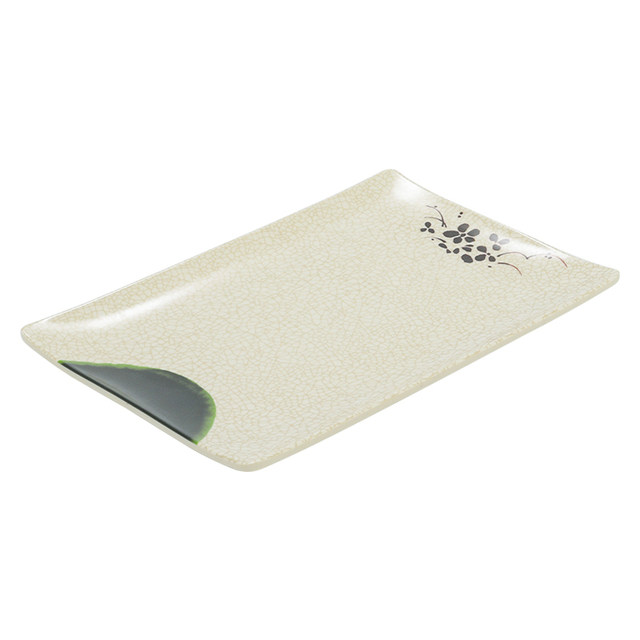 Metamine rectangular plate plastic imitation porcelain tableware long strip flat plate hot pot restaurant dish sushi plate barbecue plate commercial use