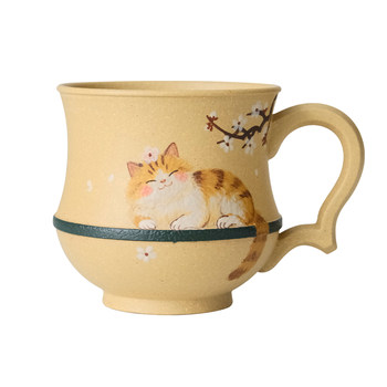 Xiaoqian shanfang clay painted cat fun purple clay cup benshan green clay