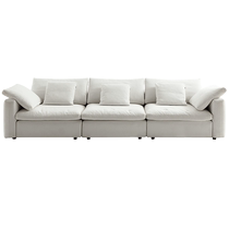 Quanyou Home 2024 New Modern Simple Living Room Straight Three-Seater Cloud White Fabric Sofa 111127