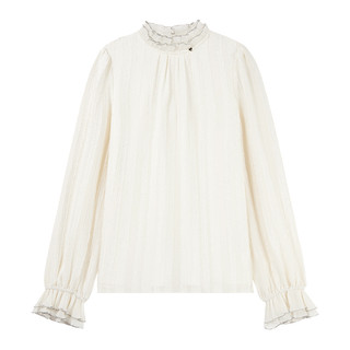 Qiu shui yiren double layer fungus edge stand collar chiffon shirt 2025 autumn and winter new women's inner wear beautiful and elegant small shirt