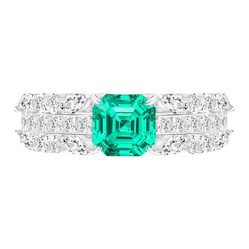 Sterling Silver Wooden Emerald Ring