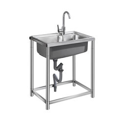 Kitchen stainless steel sink single-slot washbasin simple sink with bracket household thickened washbasin dishwasher sink