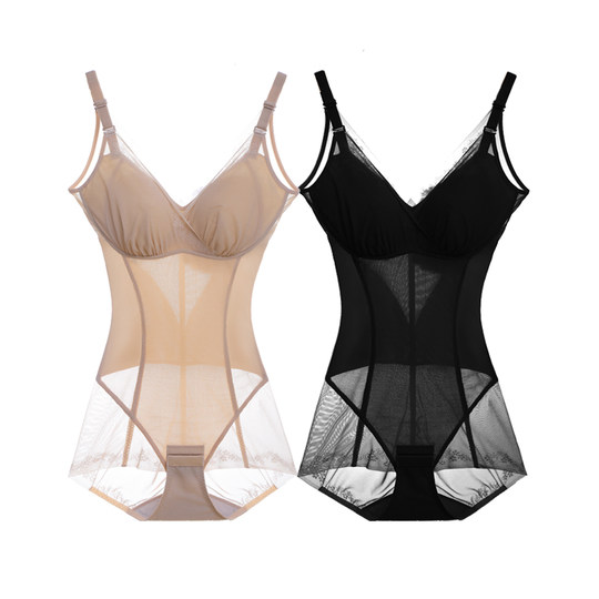 Triangular lace ultra-thin one-piece body shaping suit abdomen and waist