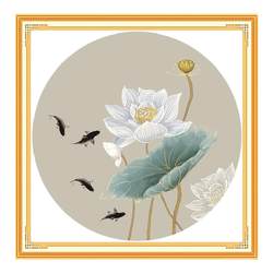 New Chinese style lotus nine fish picture cross stitch 2024 new style embroidery small pieces thread embroidery living room restaurant own handmade thread embroidery