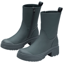 73hours Womens Shoes Holiday Park Winter New Height Thick Heel High Heel Rain Boots Short Boots for Women