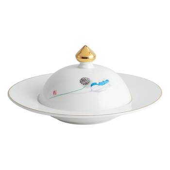 Abalone sea cucumber plate rice tableware dish with lid