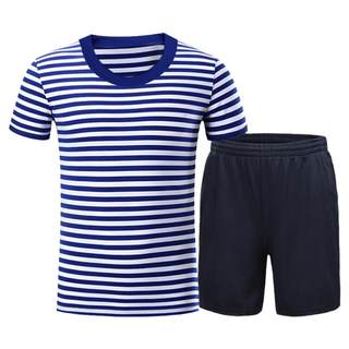 T-shirt für körperliche fitness, schnell trocknender fitnessanzug mit blauen und weißen streifen